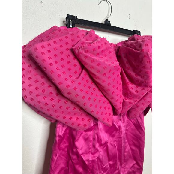 ROTATE Birger Christensen Pink Satin Strapless Side Zipper Mini Dress size US 4 - Picture 3 of 16